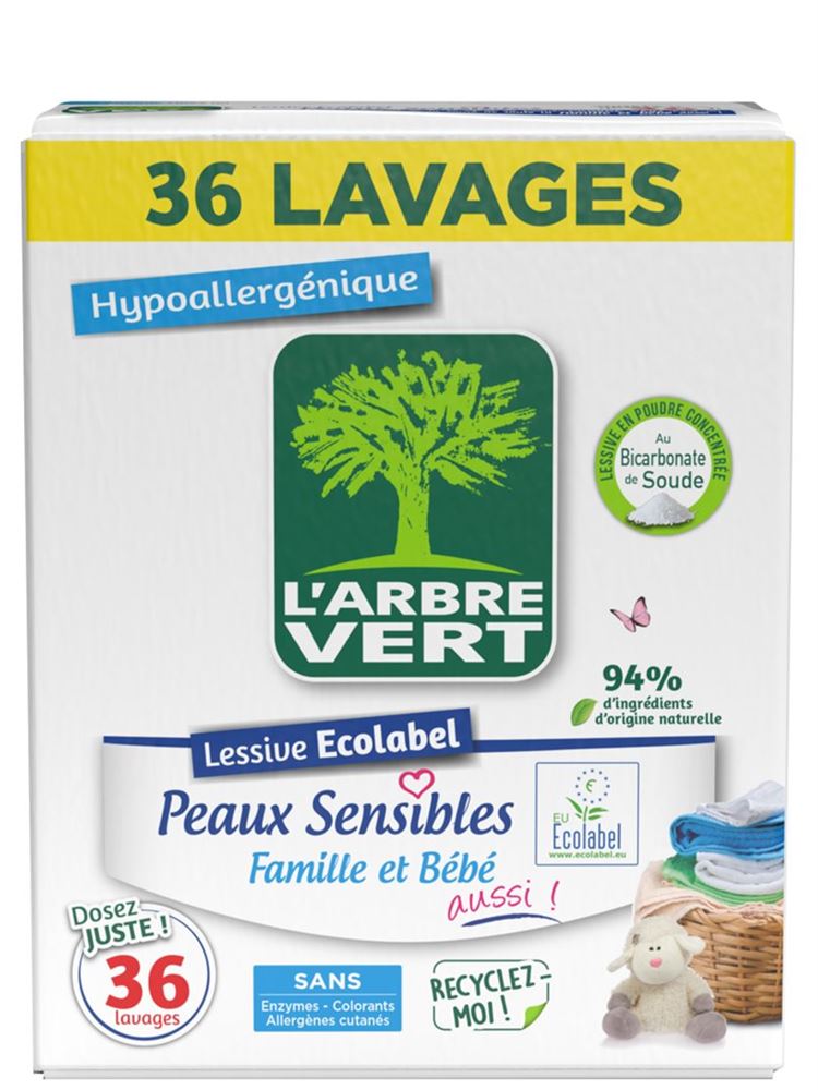 L'arbre Vert lessive poudre écologique peaux sensibles 1.8 kg