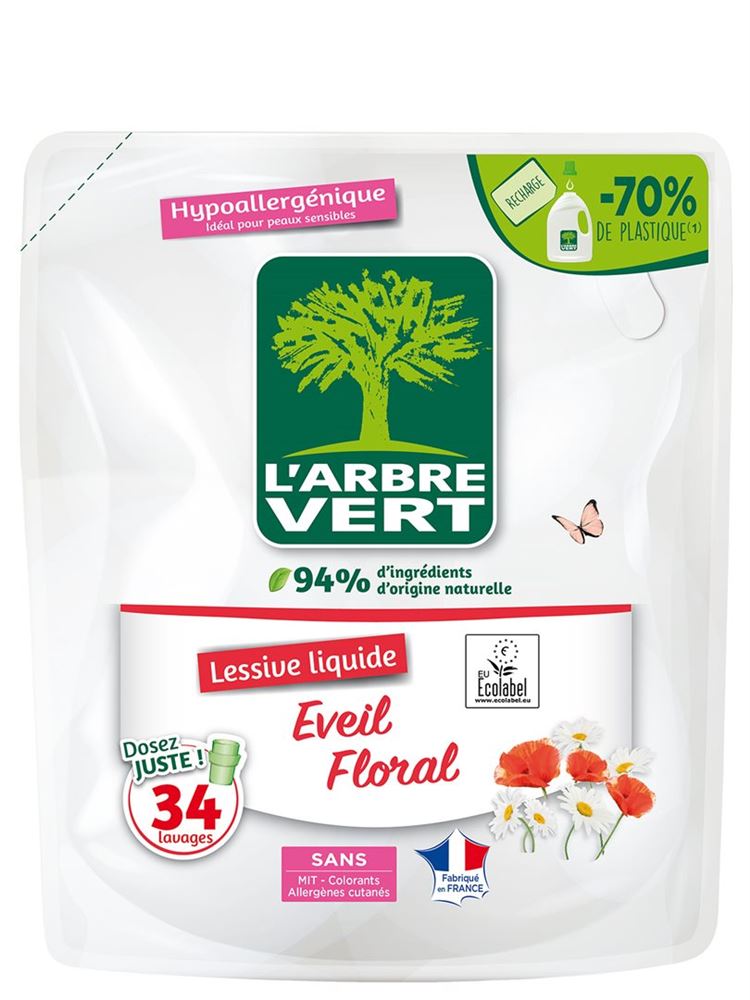 L'arbre Vert recharge lessive liquid floral sach 1.53 lt