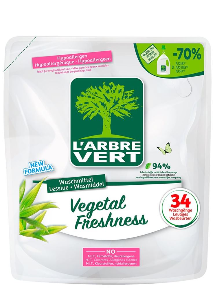 L'arbre Vert recharge lessive liquid végétal sach 1.53 lt