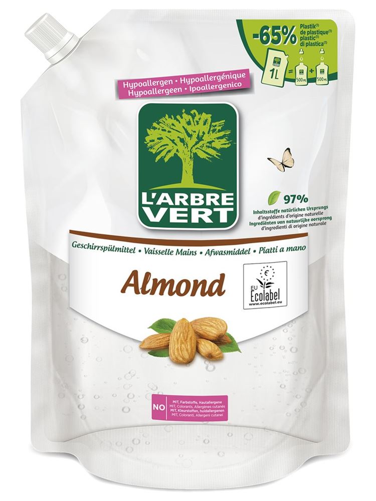 L'arbre Vert ricarica liquido per piatti mandorla sacchetto 1 lt