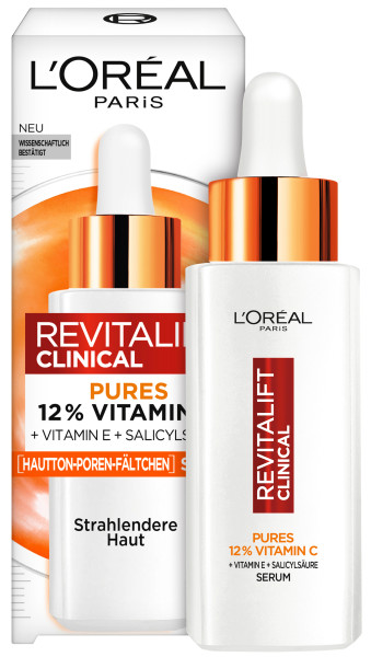 L'oreal Paris Revitalift Clinical 12% pures Vitamin C Serum + Vitamin E + Salicylsäure 30 ml