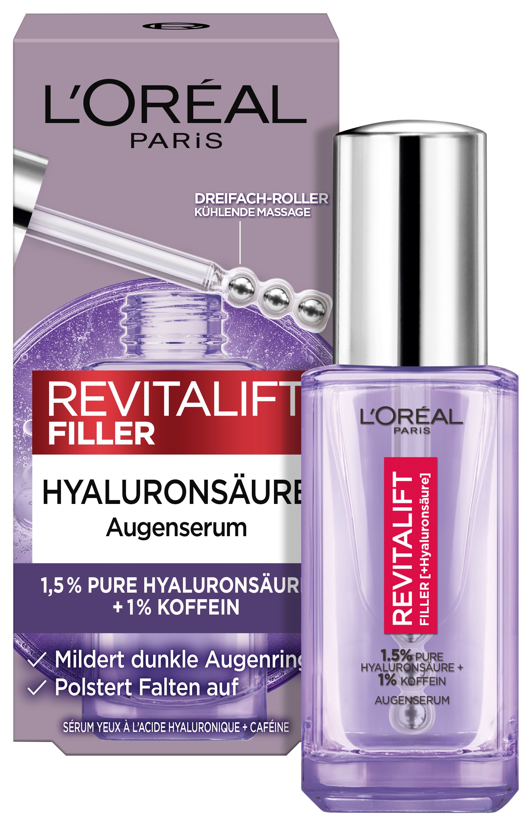 L'oreal Paris Revitalift Filler Augenserum mit 2.5% Hyaluronsäure + Koffein 20 ml