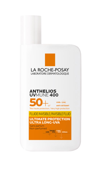 La Roche Posay Anthelios Transparentes Fluid UV Mune 50+ Fl 50 ml | Sonnenschutz | Wasser-, schweiss- und sandresistent | Für empfindliche Haut