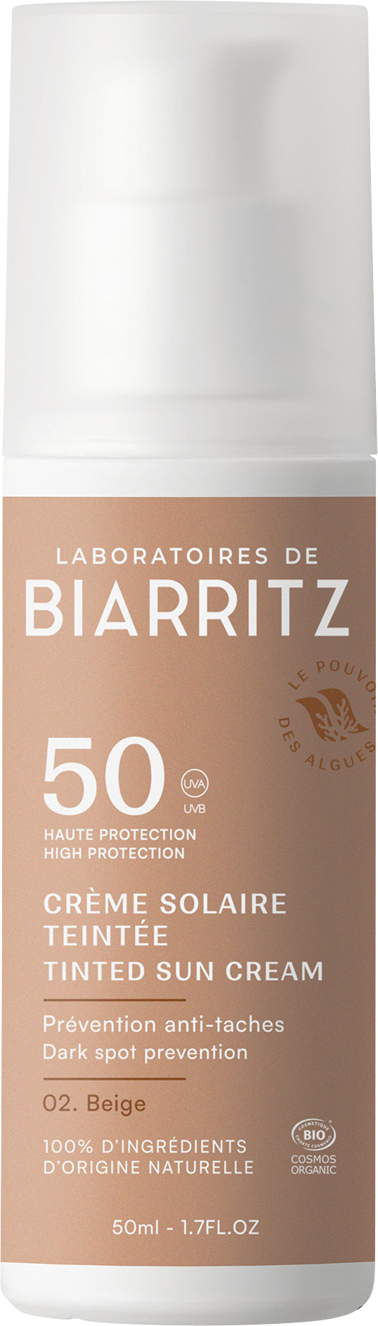 Laboratoires de Biarritz Sonnencreme Gesicht getönt Lsf50 beige Disp 50 ml