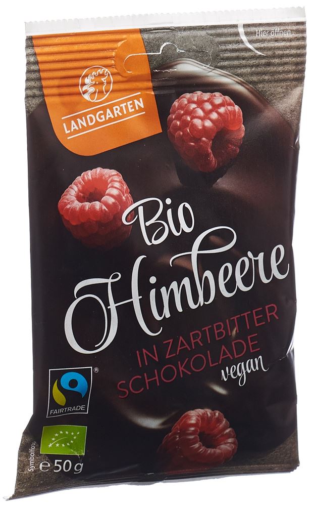 Image of Landgarten Himbeere in Zartbitterschokolade Bio Fairtrade 50 g