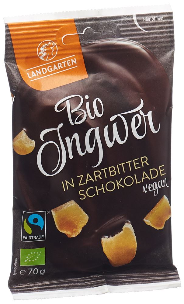 Image of Landgarten Ingwer in Zartbitterschokolade Bio Fairtrade 70 g