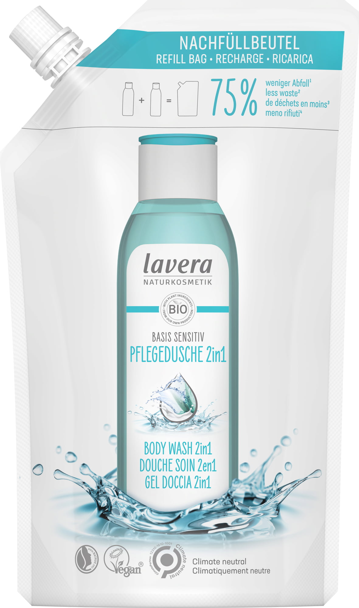 Image of Lavera Pflegedusche Basis Sensitiv 2in1 Nachfüllbeutel Btl 500 ml