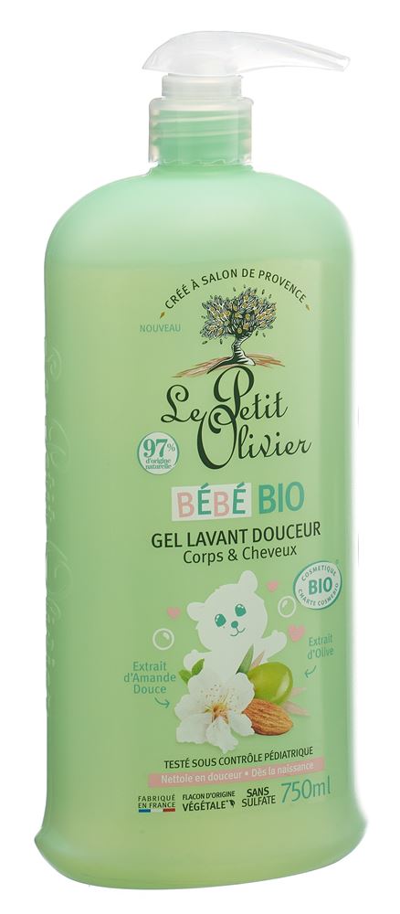 Le Petit Olivier bébé gel lavant corps & cheveux douceur bio fl 750 ml