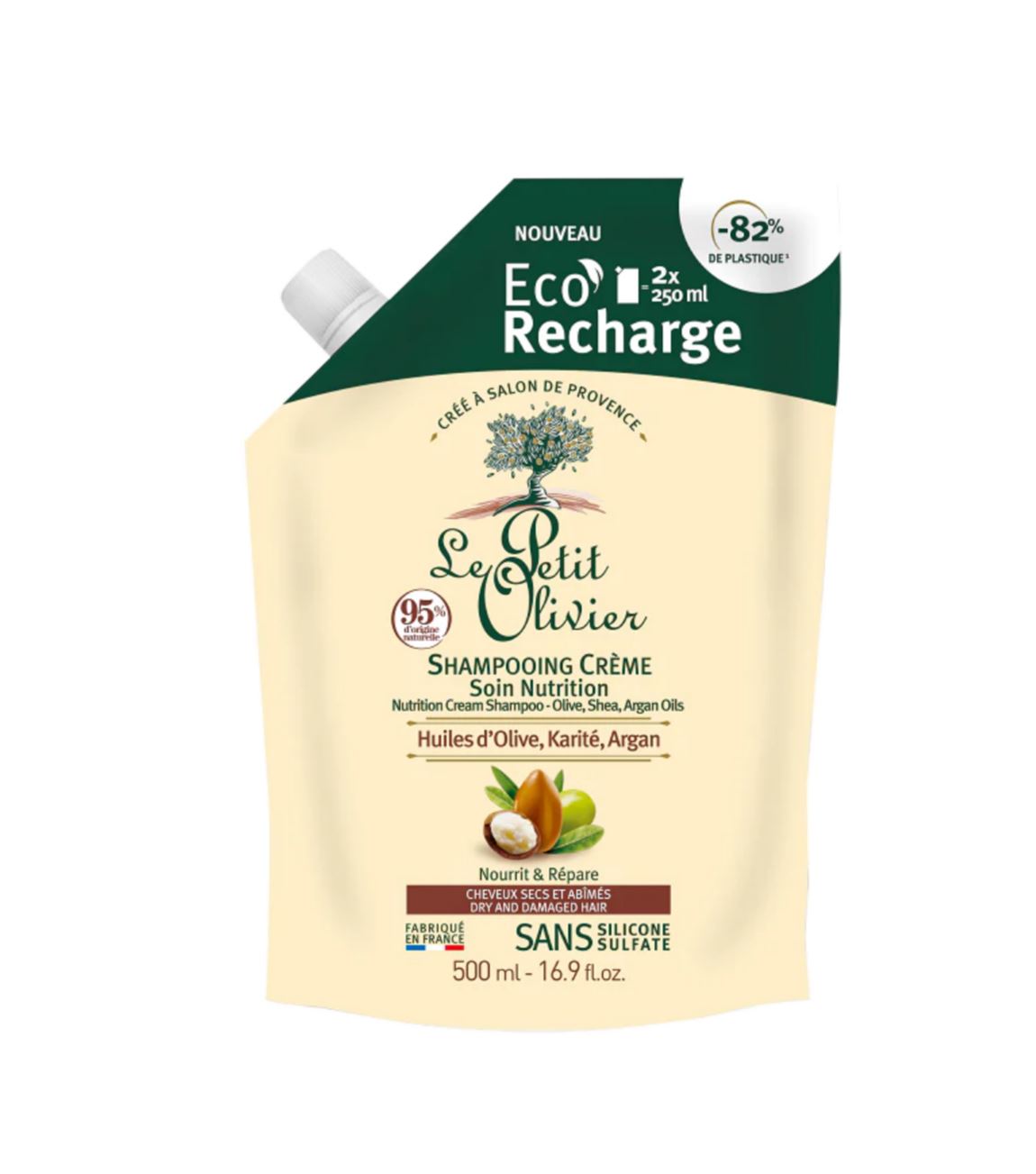 Le Petit Olivier Pflegendes Creme-Shampoo Olive Shea Arganöl Eco-Recharge Btl 500 ml