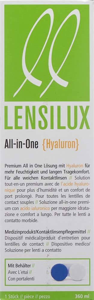 Lensilux All-in-One hyaluron solution combinée +conteneur fl 360 ml