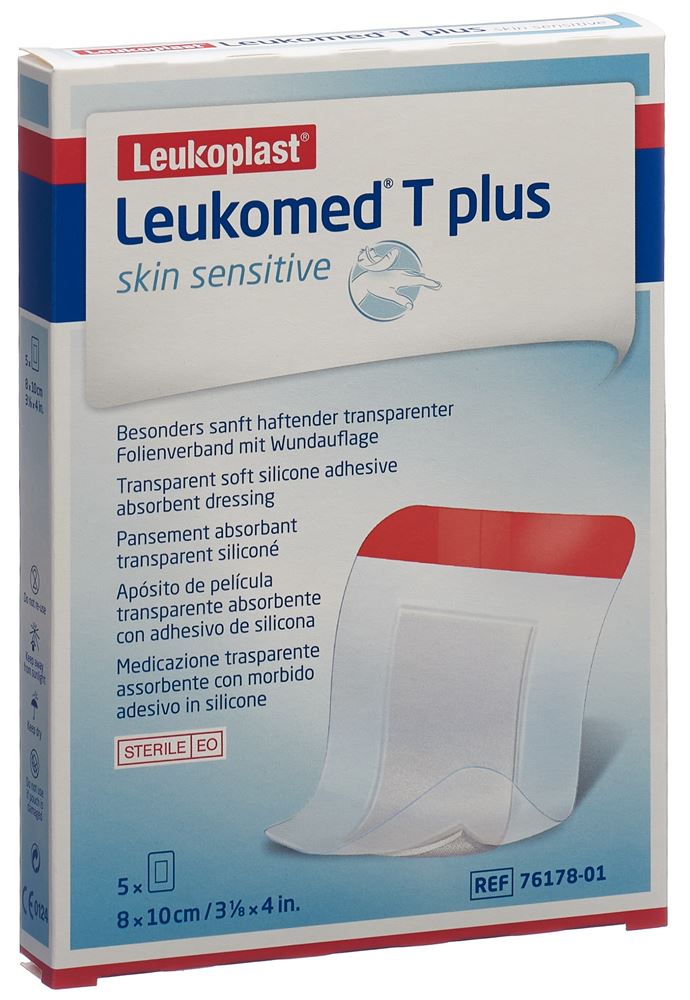 Image of Leukomed T plus skin sensitive 8x10cm 5 Stk