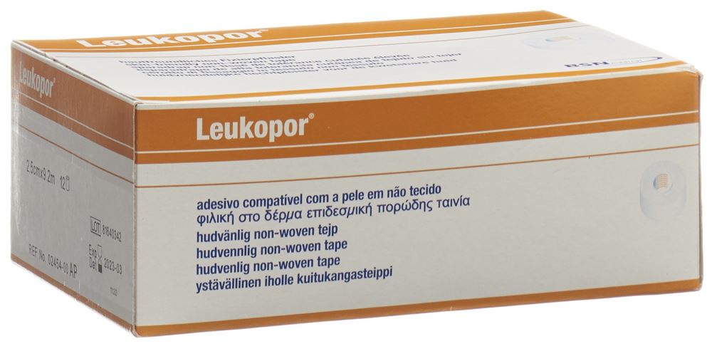 Leukopor sparadrap 9.2mx2.5cm blanc 12 pce