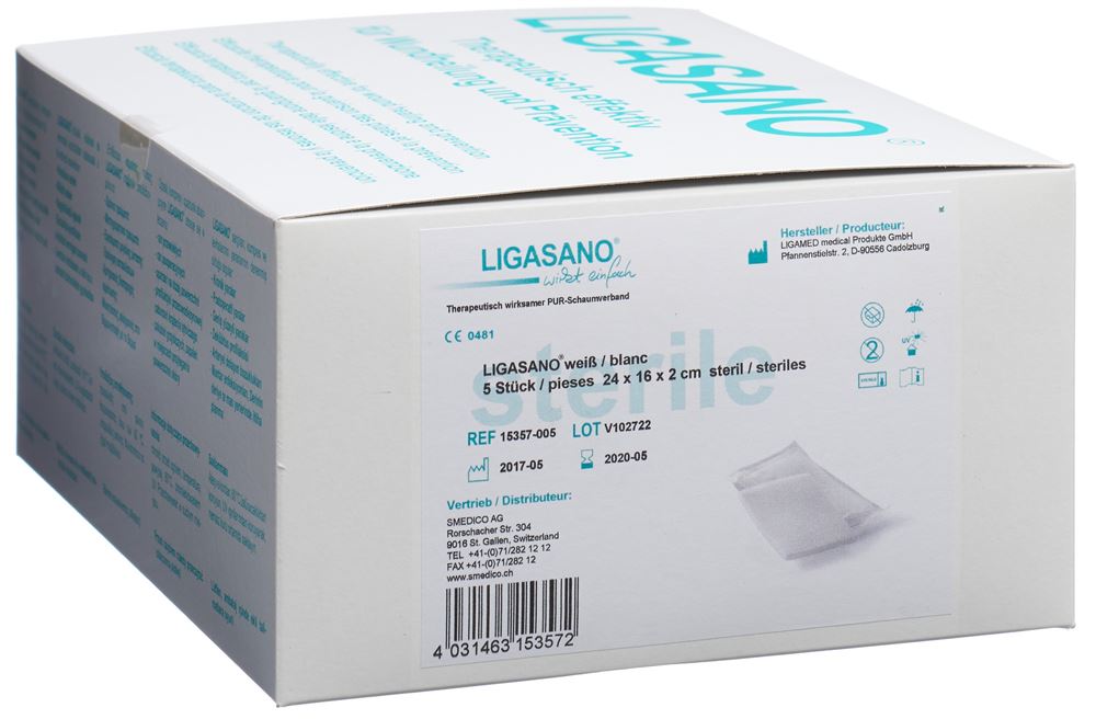 Image of Ligasano Schaumstoff Kompressen 24x16x2cm steril 5 Stk