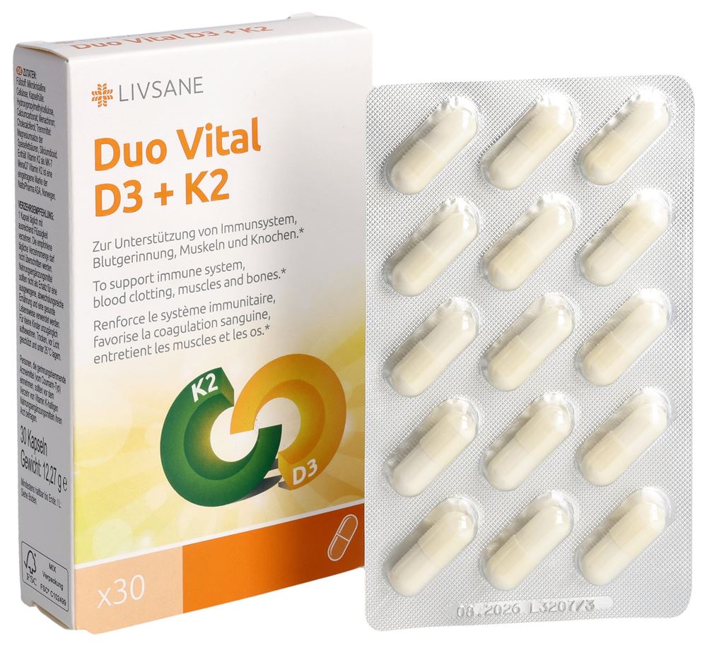 Livsane duo vital D3 + K2 caps 30 pce