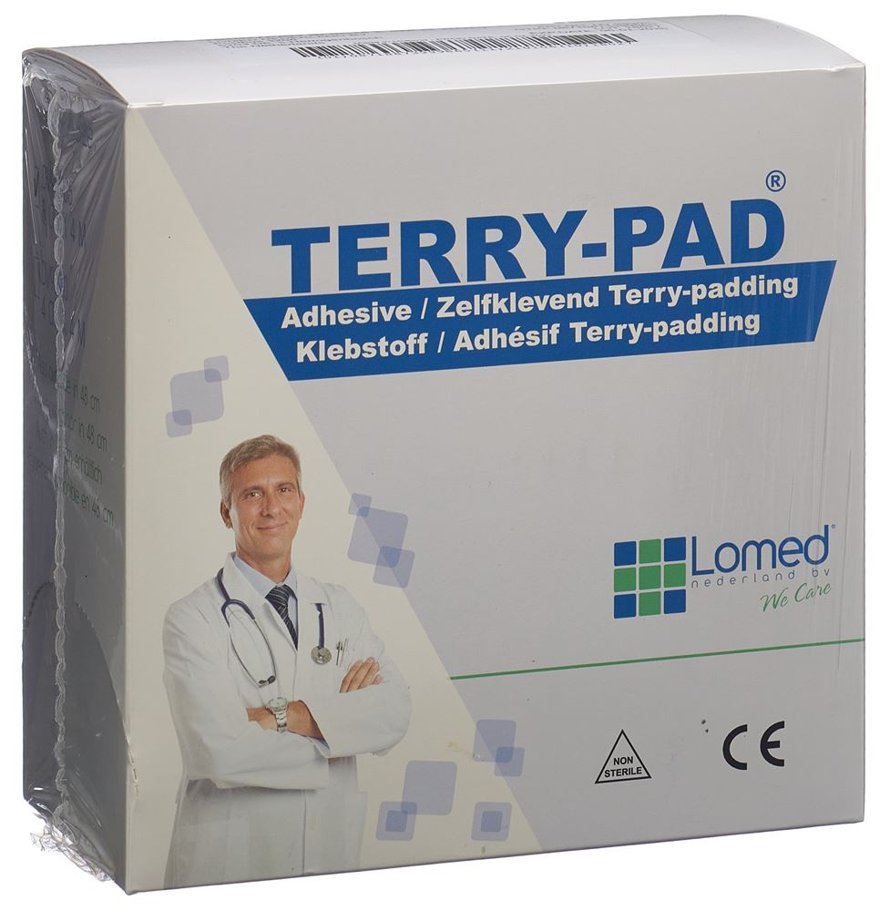 Lomed Terry Pad 8cmx4mx2mm bianco adesivo rotolo