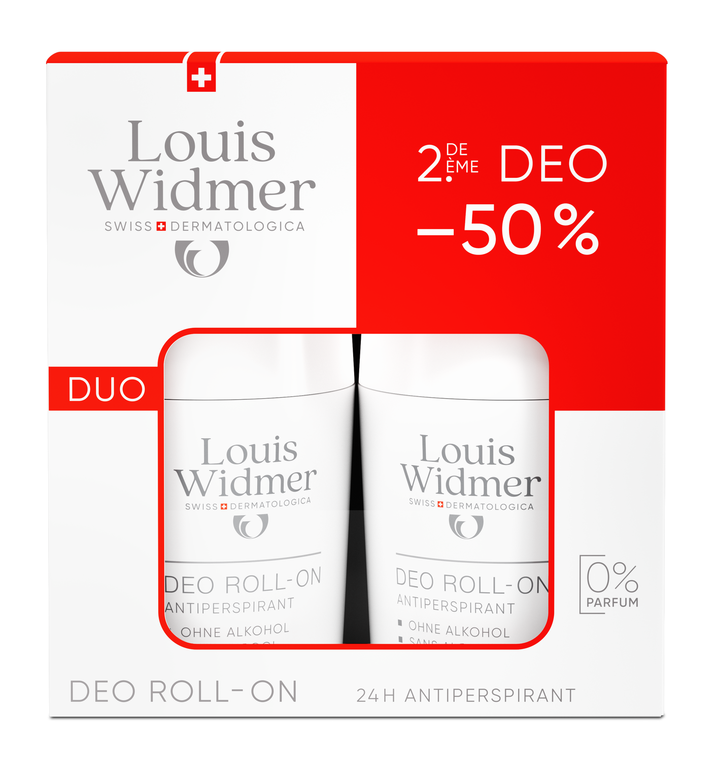 Louis Widmer Deo-Duo Roll-on Antiperspirant ohne Parfum 2 x 50 ml