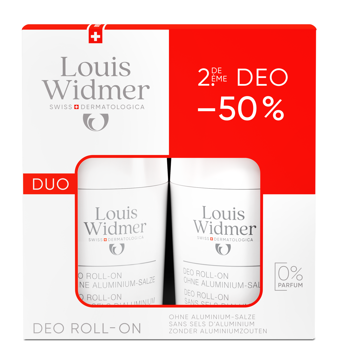 Louis Widmer Deo-Duo Roll-on ohne Aluminiumsalze ohne Parfum 2 x 50 ml