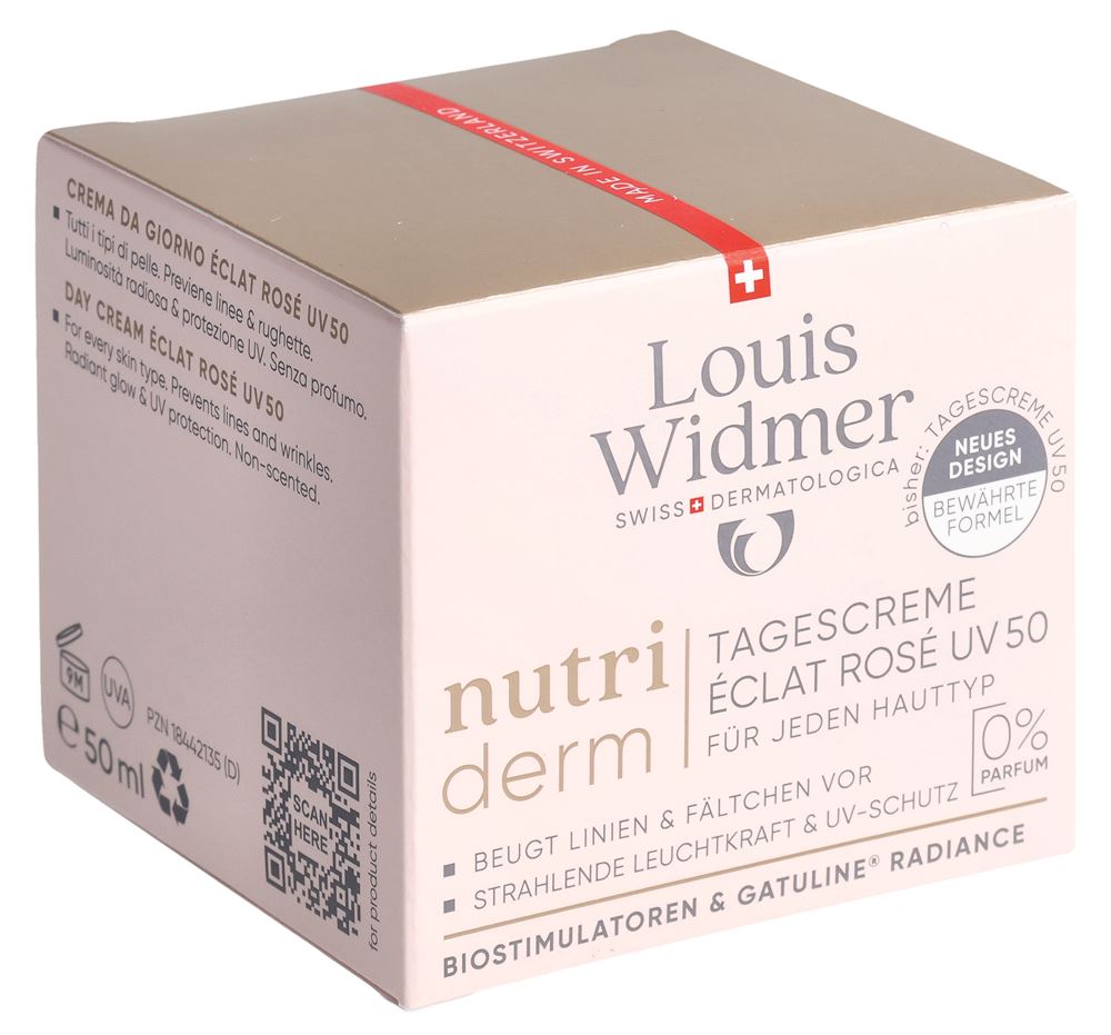 Louis Widmer Nutriderm Tagescreme Uv50 éclat rosé ohne Parfum 50 ml