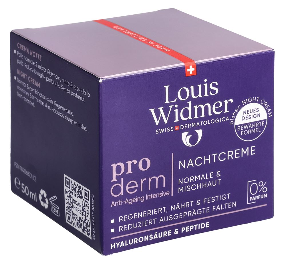 Louis Widmer Proderm Nachtcreme ohne Parfum 50 ml