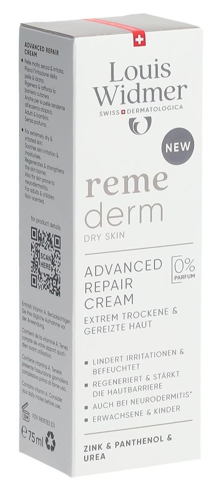 Louis Widmer Remederm Advanced Repair Creme ohne Parfum 75 ml