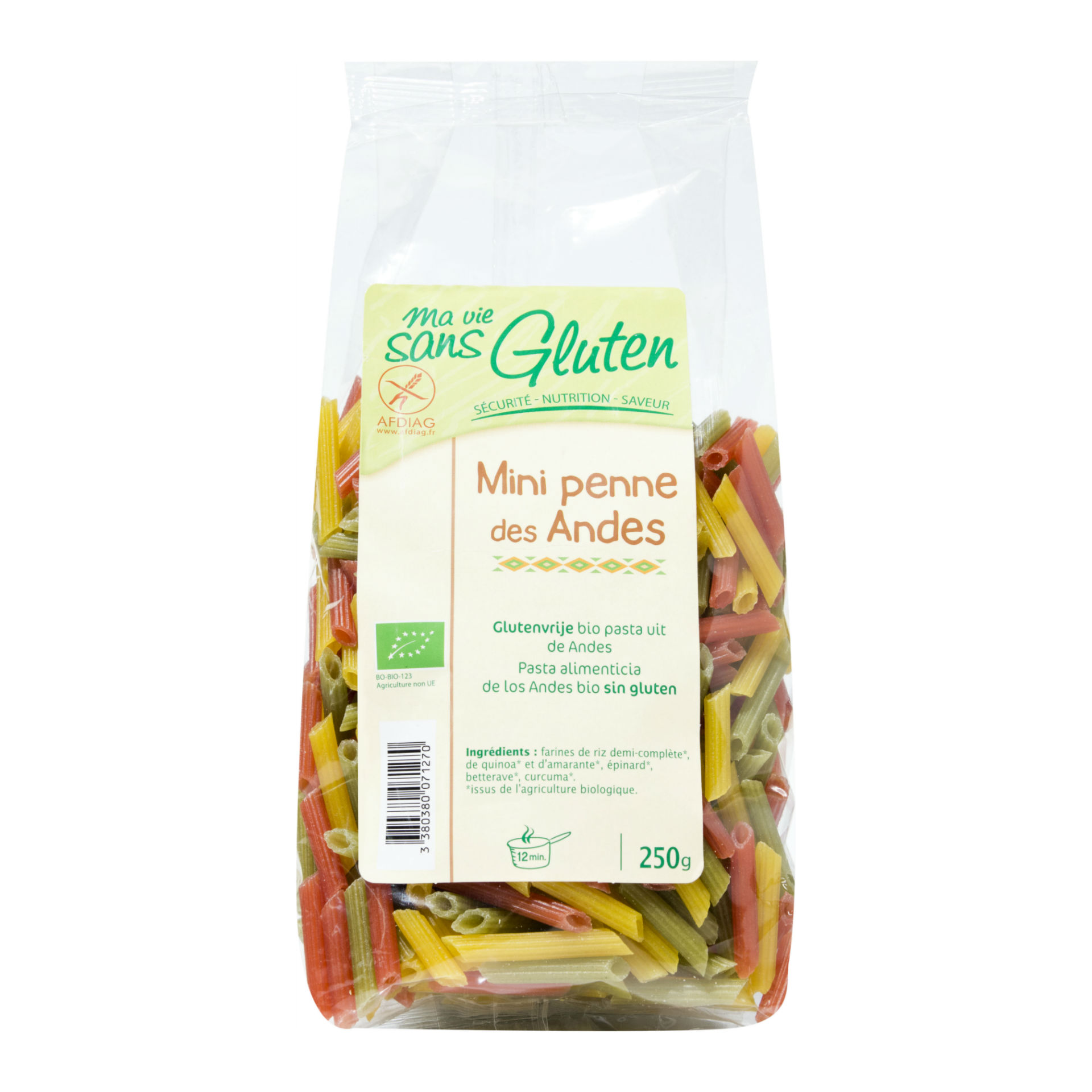 Image of ma vie sans Gluten Mini Penne der Anden tricolore 250 g