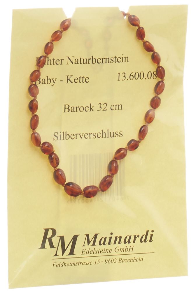 Mainardi ambra naturale 32cm barocco chiusura in argento
