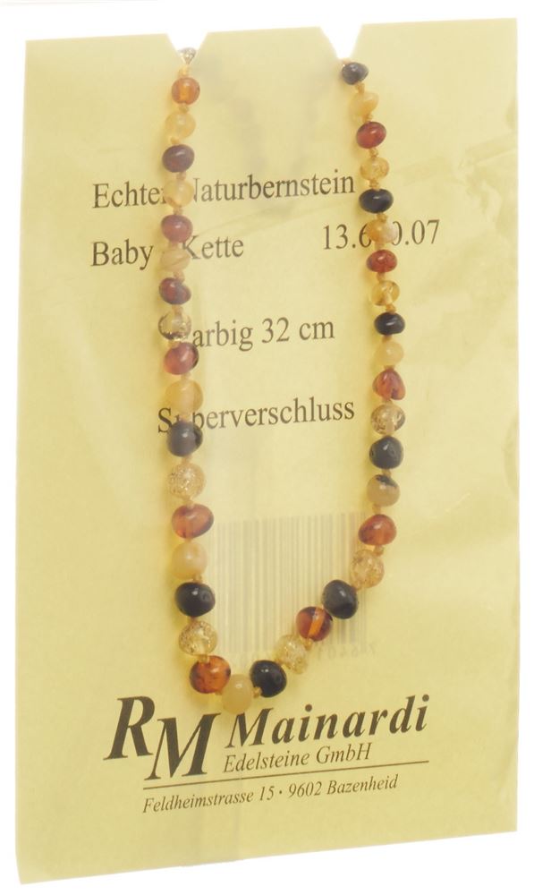 Mainardi ambra naturale 32cm colorata chiusura in argento