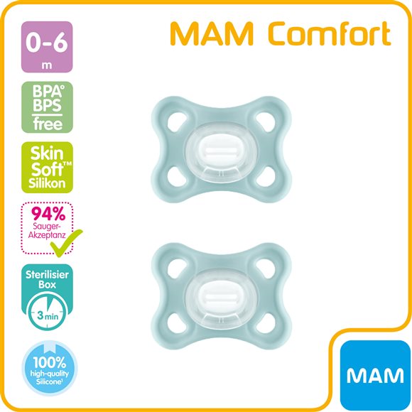 MAM Comfort Nuggi Silikon 0-12 Monate 2 Stk