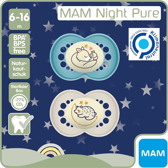 MAM Night Nuggi Kautschuk 6-16 Monate 2 Stk