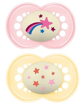 MAM Night Nuggi Silikon 6-16 Monate Girl 2 Stk