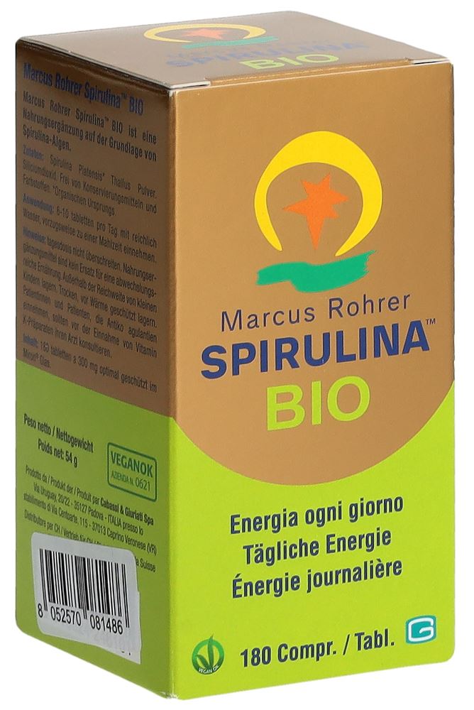 Marcus Rohrer Spirulina Compresse bio flacone in vetro 180 pezzi
