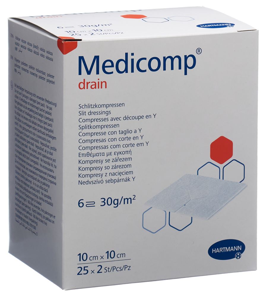 Image of Medicomp drain 10x10cm steril 25 Btl 2 Stk