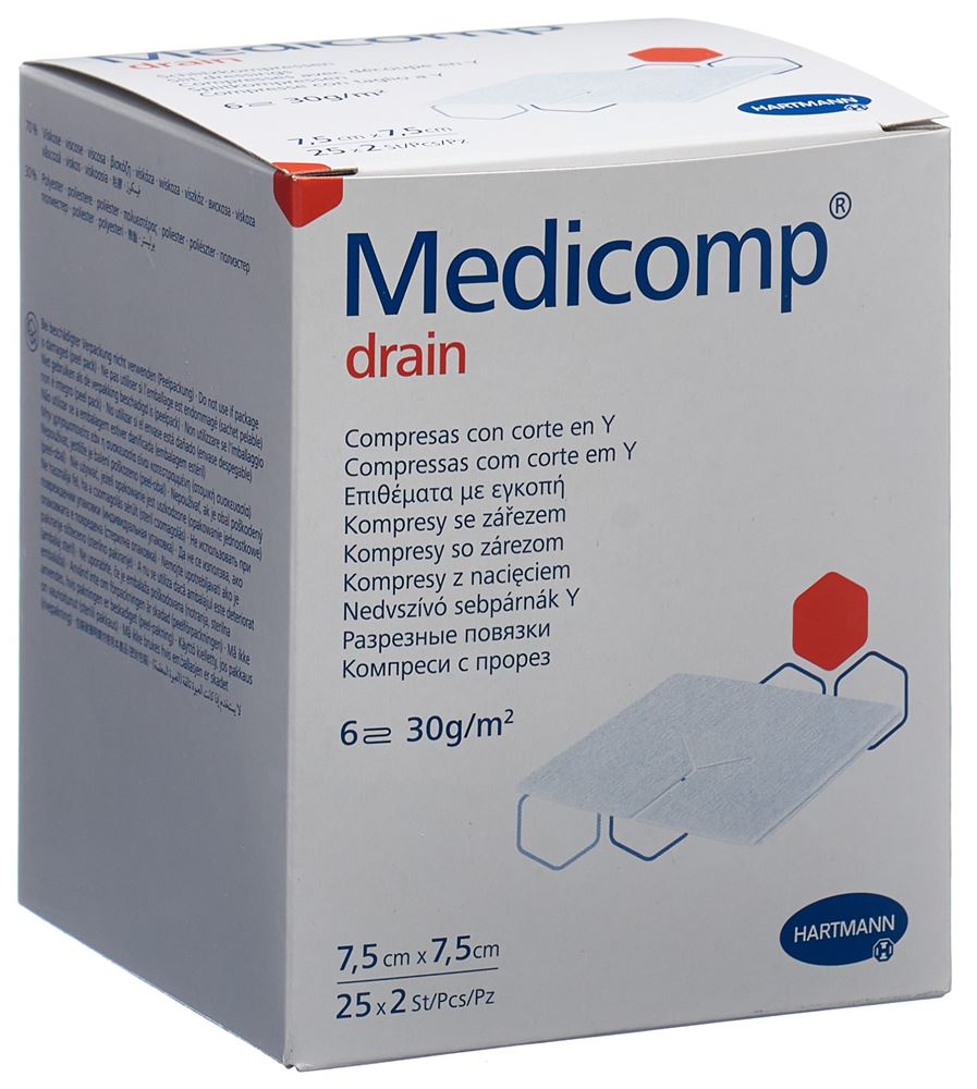 Medicomp drain 7.5x7.5 steril 25 Btl 2 Stk