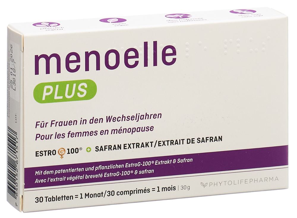 menoelle Plus Tabl 30 Stk | Nahrungsergänzung | EstroG-100 & Safranextrakt | Wechseljahre