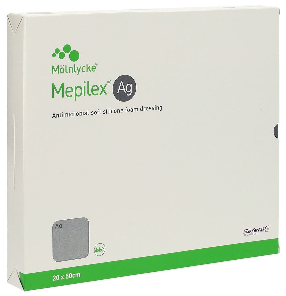 Mepilex Ag Schaumverband Safetac 20x50cm Silikon 2 Stk