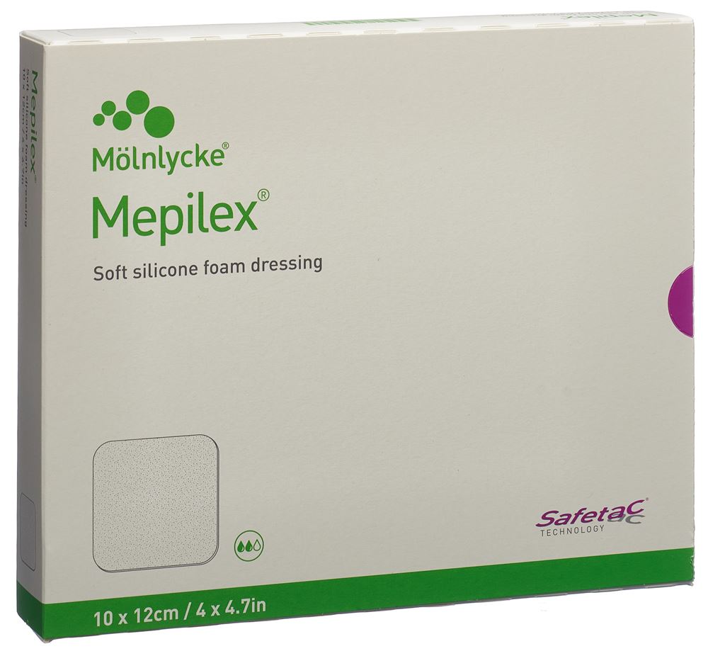 Mepilex Schaumverband Safetac 10x12cm Silikon 5 Stk