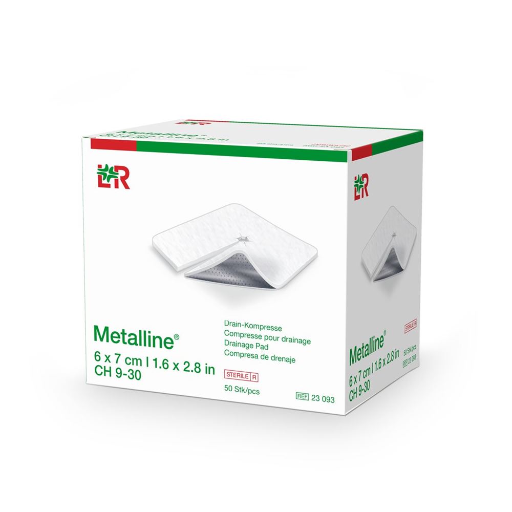 Metalline Drain Kompressen 6x7cm steril Btl 50 Stk
