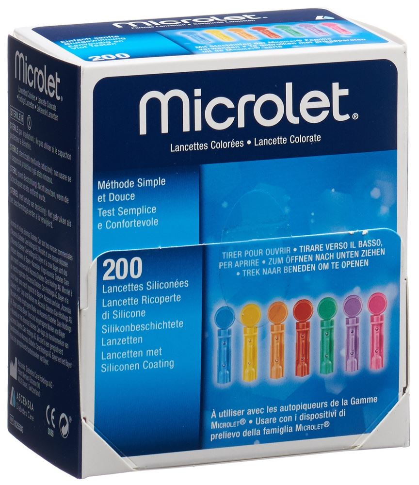 Microlet lancette colorate 200 pezzi