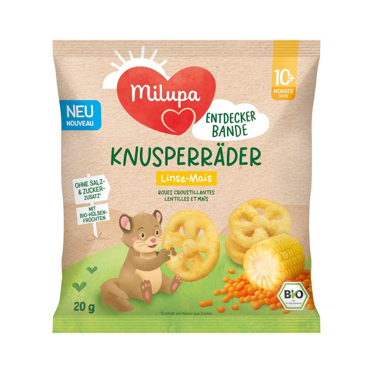 Milupa Bio Knusperräder Linse Mais 10 Monate 20 g