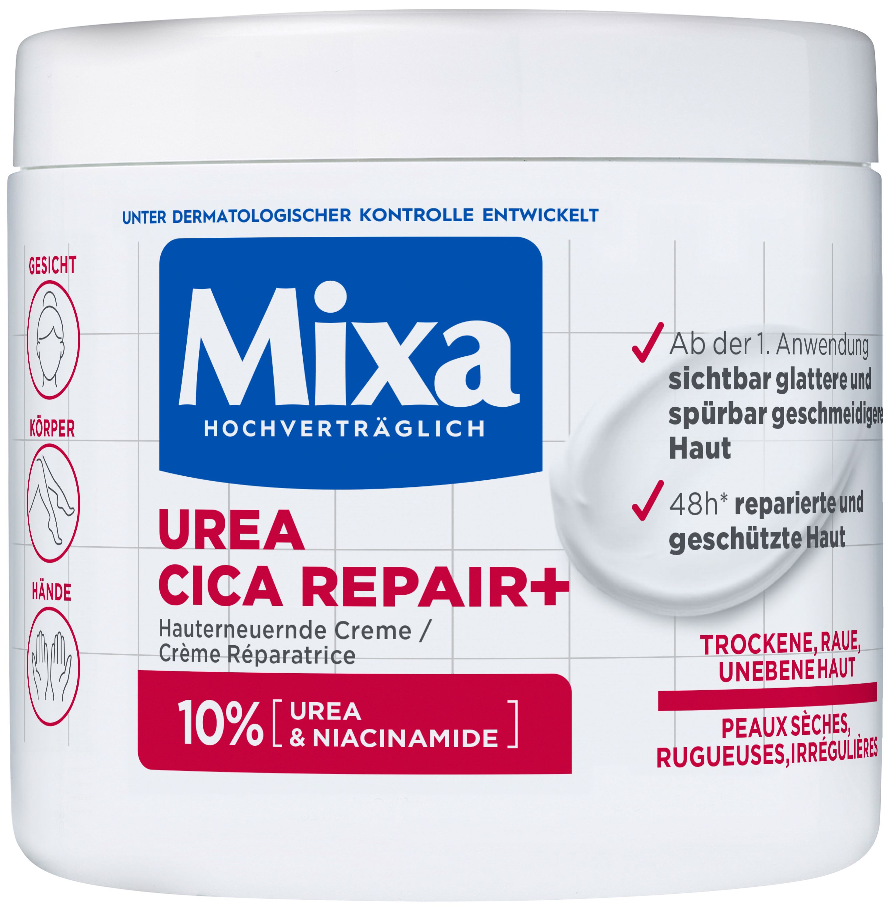 Image of Mixa Urea Cica Repair Hauterneuernde Creme Gesicht Körper und Hände 400 ml