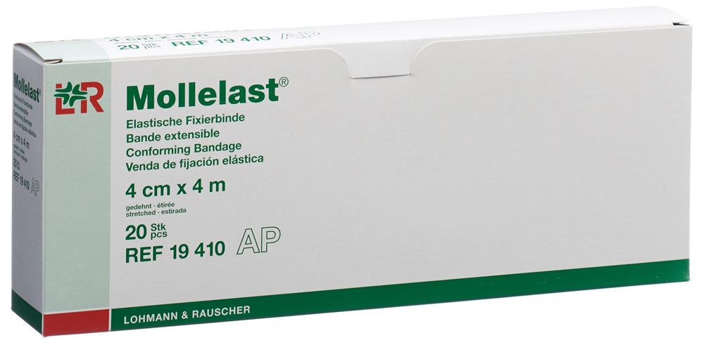 Mollelast bande de fixation élastique 4cmx4m blanc 20 pce