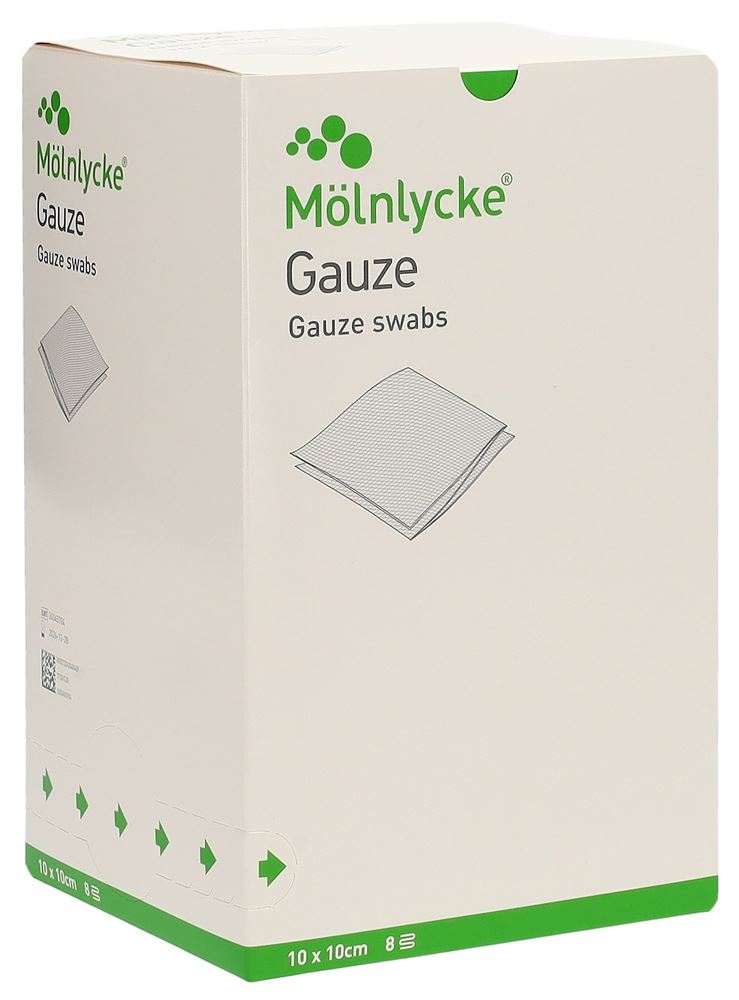 Mölnlycke Gazekompressen 10x10cm 8 lagig steril 75 Btl 2 Stk