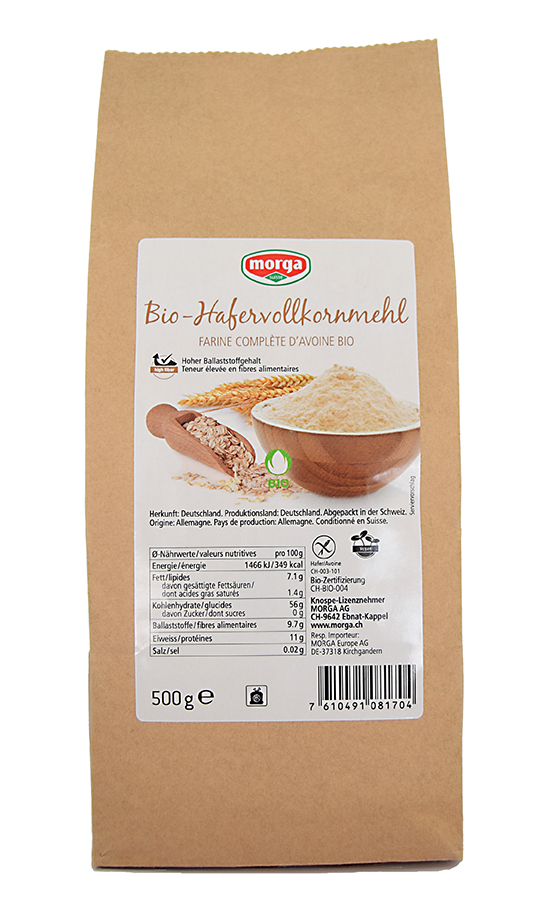 Image of Morga Hafervollkornmehl glutenfrei Bio Knospe Btl 500 g
