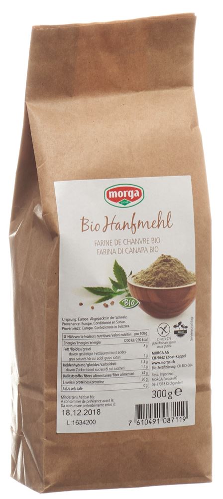 Morga Farine de chènevis bio sans gluten sach 300 g