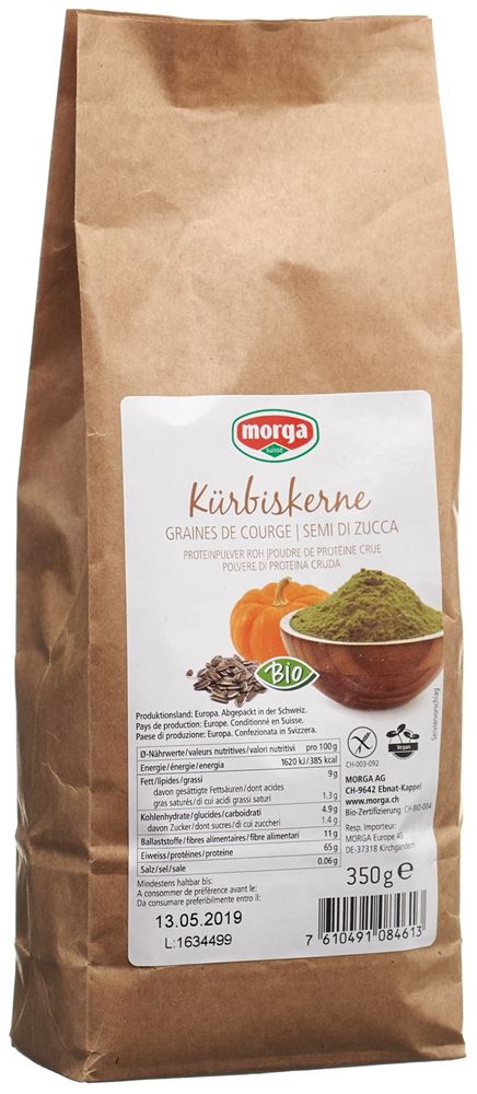 Morga Kürbiskernprotein Pulver roh glutenfrei Bio Btl 350 g