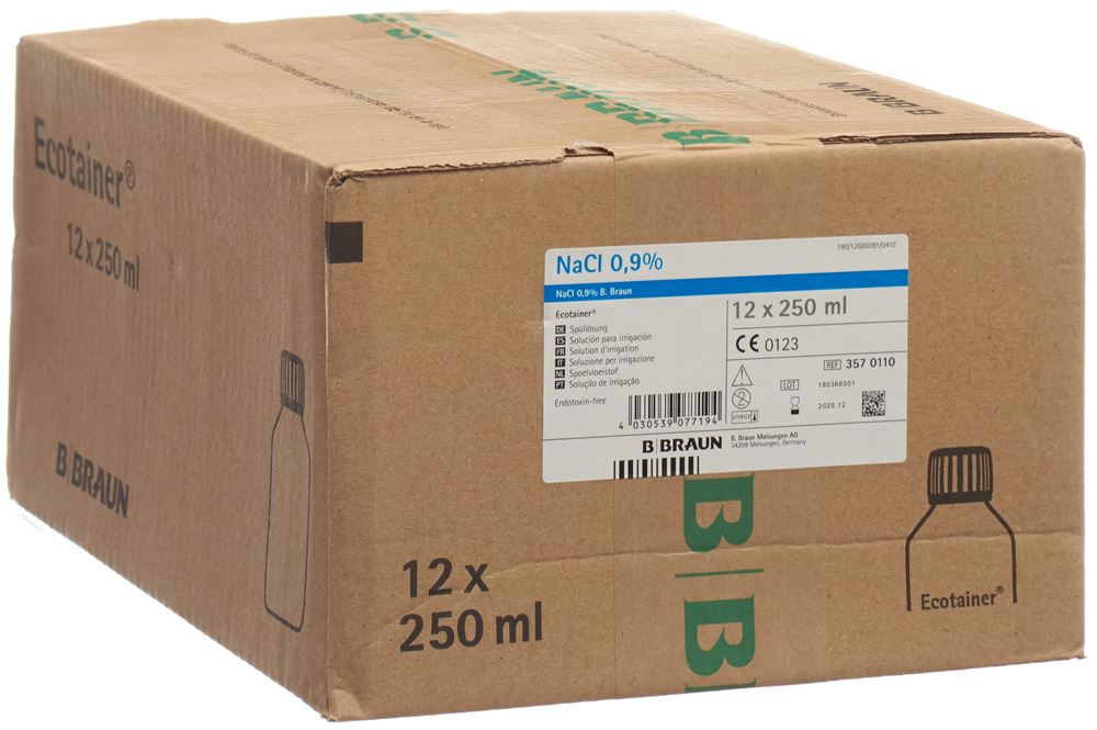 NaCl B. Braun sol risciacquo 0.9 % 250ml west ecotainer 12 pezzi