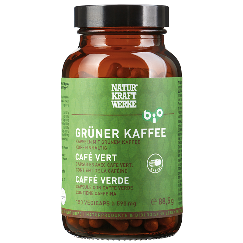 NaturKraftWerke Grüner Kaffee Pulver Vegicaps à 590mg Bio/kbA 150 Stk
