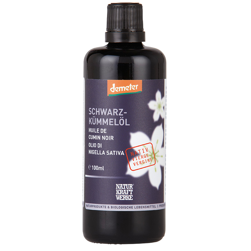 NaturKraftWerke Schwarzkümmelöl nativ Demeter Flasche 100 ml | Öle | Dressing | Gewürz| Nahrungsergänzung | Herkunft Ägypten
