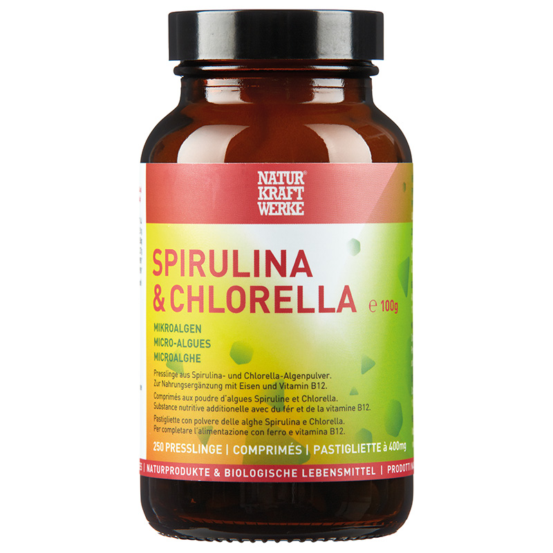 NaturKraftWerke Spirulina & Chlorella comprimés à 400mg 250 pce