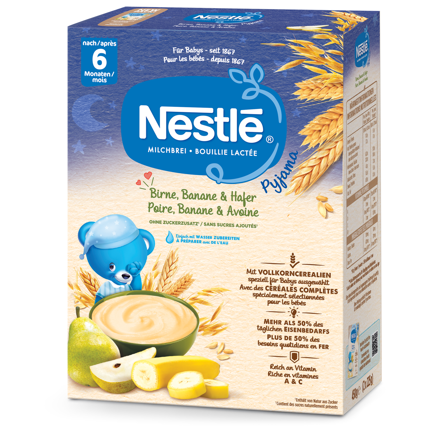 Image of Nestlé Milchbrei Pyjama Birne Banane & Hafer 6 Monate 450 g